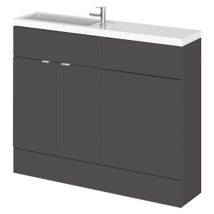 Fusion Gloss Grey 1100mm (w) x 904mm (h) x 260mm (d) Slimline Combination Vanity & Toilet Unit