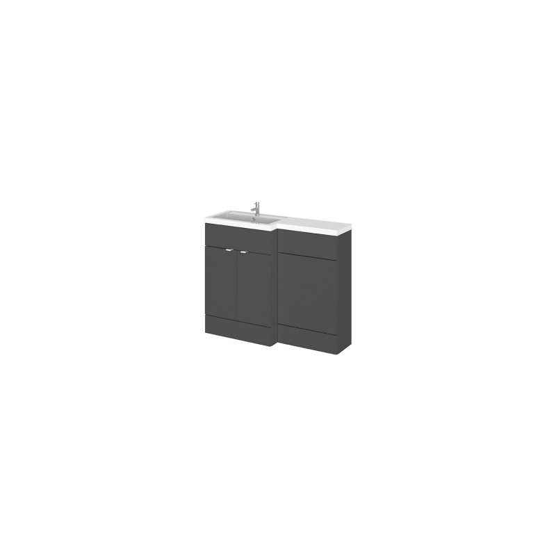 Fusion Gloss Grey 1100mm (w) x 904mm (h) x 360mm (d) Full Depth Combination Vanity & Toilet Unit with Left Hand Basin