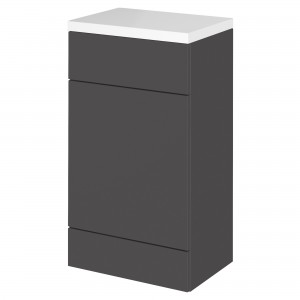 Fusion Gloss Grey 500mm (w) x 904mm (h) x 360mm (d) Full Depth Toilet Unit with Polymarble Top
