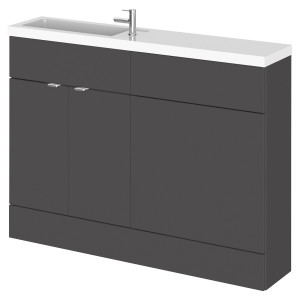 Fusion Gloss Grey 1200mm (w) x 904mm (h) x 260mm (d) Slimline Combination Vanity & Toilet Unit with Left Hand Basin