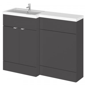 Fusion Gloss Grey 1200mm (w) x 904mm (h) x 360mm (d) Full Depth Combination Vanity & Toilet Unit with Left Hand Basin
