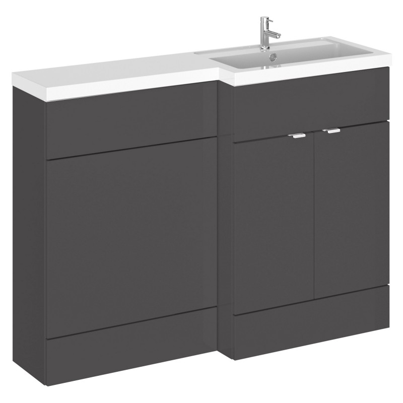 Fusion Gloss Grey 1200mm (w) x 904mm (h) x 360mm (d) Full Depth Combination Vanity & Toilet Unit with Right Hand Basin