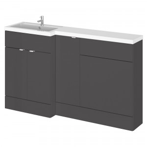 Fusion Gloss Grey 1500mm (w) x 904mm (h) x 360mm (d) Full Depth Combination Vanity Toilet and Storage Unit with L/H Basin