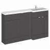 Fusion Gloss Grey 1500mm (w) x 904mm (h) x 360mm (d) Full Depth Combination Vanity Toilet and Storage Unit with R/H Basin