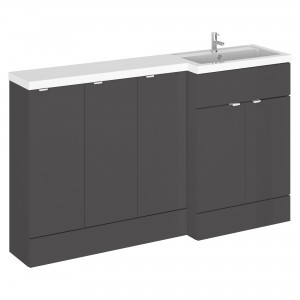 Fusion Gloss Grey 1500mm (w) x 904mm (h) x 360mm (d) Full Depth Combination Vanity Toilet and Storage Unit with R/H Basin