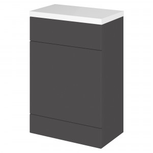 Fusion Gloss Grey 600mm (w) x 904mm (h) x 360mm (d) Full Depth Toilet Unit with Polymarble Top
