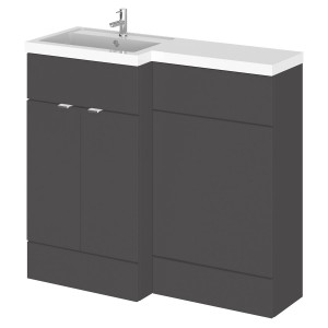 Fusion Gloss Grey 1000mm (w) x 904mm (h) x 360mm (d) Full Depth Combination Vanity & Toilet Unit with Left Hand Basin
