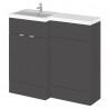 Fusion Gloss Grey 1000mm (w) x 904mm (h) x 360mm (d) Full Depth Combination Vanity & Toilet Unit with Left Hand Basin
