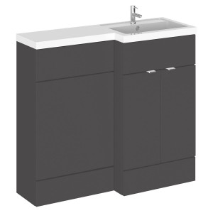Fusion Gloss Grey 1000mm (w) x 904mm (h) x 360mm (d) Full Depth Combination Vanity & Toilet Unit with Right Hand Basin