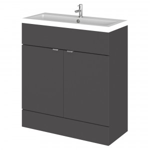 Fusion Gloss Grey 800mm (w) x 904mm (h) x 360mm (d) Full Depth Vanity Unit and Basin with 1 Tap Hole