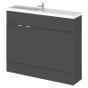 Fusion Gloss Grey 1000mm (w) x 904mm (h) x 260mm (d) Slimline Combination 2 Door Vanity & Toilet Unit with Basin