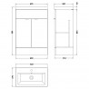 Fusion Gloss Grey 600mm (w) x 904mm (h) x 360mm (d) Vanity Unit & Ceramic Basin - Technical Drawing