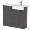 Fusion Gloss Grey 1000mm (w) x 904mm (h) x 460mm (d) Combination Unit & Right Hand Semi Recessed Basin