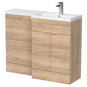 Fusion 1100mm Full Depth Right Hand Combination Vanity WC Unit - Bleached Oak