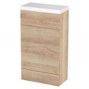 Fusion 500mm WC Unit With Polymarble Top - Bleached Oak