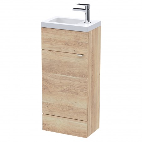 Fusion Slimline 400mm Vanity Unit With Polymarble Basin - Bleached Oak