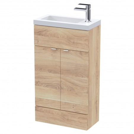 Fusion Slimline 500mm Vanity Unit With Polymarble Basin - Bleached Oak