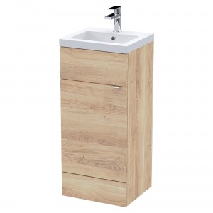 Fusion 400mm Vanity Unit With Polymarble Basin - Bleached Oak