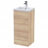 Fusion 400mm Vanity Unit With Polymarble Basin - Bleached Oak