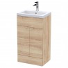 Fusion 500mm Vanity Unit With Polymarble Basin - Bleached Oak
