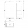 Fusion 500mm Vanity Unit With Polymarble Basin - Bleached Oak - Technical Drawing