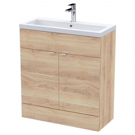 Fusion 800mm Vanity Unit With Polymarble Basin - Bleached Oak
