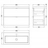 Fusion 800mm Wall Hung 2 Drawer Unit With Polymarble Basin - Bleached Oak - Technical Drawing