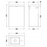 Fusion 400mm 1 Door Wall Hung Unit With Polymarble Basin - Bleached Oak - Technical Drawing