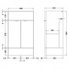 Fusion White Gloss 500mm (w) x 864mm (h) x 355mm (d) Vanity Unit - Technical Drawing
