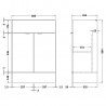 Fusion White Gloss 600mm (w) x 864mm (h) x 355mm (d) Vanity Unit - Technical Drawing