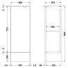 Fusion White Gloss 300mm (w) x 864mm (h) x 255mm (d) Base Unit - Technical Drawing