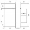 Fusion Anthracite Woodgrain 400mm (w) x 864mm (h) x 255mm (d) Compact Vanity Unit - Technical Drawing