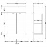 Fusion Anthracite Woodgrain 500mm (w) x 864mm (h) x 255mm (d) Compact Vanity Unit - Technical Drawing