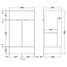Fusion Anthracite Woodgrain 500mm (w) x 864mm (h) x 355mm (d) Vanity Unit - Technical Drawing