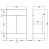 Fusion Anthracite Woodgrain 600mm (w) x 864mm (h) x 355mm (d) Vanity Unit - Technical Drawing