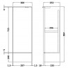 Fusion Anthracite Woodgrain 300mm (w) x 864mm (h) x 255mm (d) Base Unit - Technical Drawing