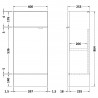 Fusion Gloss Grey 400mm (w) x 864mm (h) x 255mm (d) Slimline Vanity Unit - Technical Drawing
