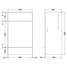 Fusion Gloss Grey 500mm (w) x 864mm (h) x 355mm (d) Toilet Unit - Technical Drawing