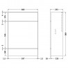 Fusion Gloss Grey 600mm (w) x 864mm (h) x 255mm (d) Slimline Toilet Unit - Technical Drawing
