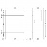 Fusion Gloss Grey 600mm (w) 864mm (h) x 355mm (d) Slimline Toilet Unit - Technical Drawing