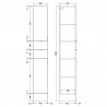 Fusion Gloss Grey 300mm (w) 1940mm (h) x 355mm (d) 2 Door & 2 Drawer Tall Tower Unit - Technical Drawing