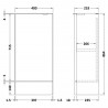 Fusion Gloss Grey 400mm (w) 864mm (h) x 255mm (d) Slimline Base Unit - Technical Drawing