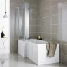 Fusion Gloss White 1700mm (w) Square Shower Bath Front Panel - Insitu