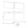 Fusion Gloss White 1700mm (w) Square Shower Bath Front Panel - Technical Drawing
