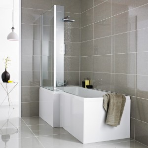 "Fusion" Gloss White 700mm (w) Square Shower Bath End Panel