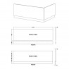 Fusion Charcoal Black 1700mm (w) Bath Front Panel with Plinth - Technical Drawing