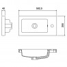 500mm (w) x 255mm (h) x 135mm (d) Compact Polymarble Basin - Technical Drawing