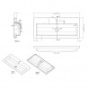 800mm (w) x 355mm (h) x 135mm (d) Polymarble Basin (Compatible With Hudson Reed Fusion Fitted Furniture) - Technical Drawing