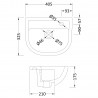 400mm (w) x 175mm (h) x 325mm (d) Curved Compact Semi-Recessed Basin (1 Tap Hole) - Technical Drawing