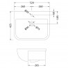 520mm (w) x 175mm (h) x 425mm (d) Rectangular Semi-Recessed Basin (1 Tap Hole) - Technical Drawing